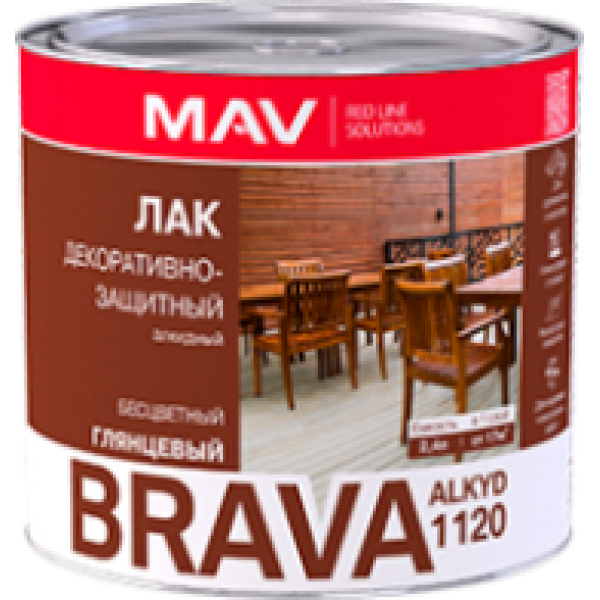 Лак BRAVA ALKYD 0.7кг бесцвет.глянц.декор-защитный Беларусь